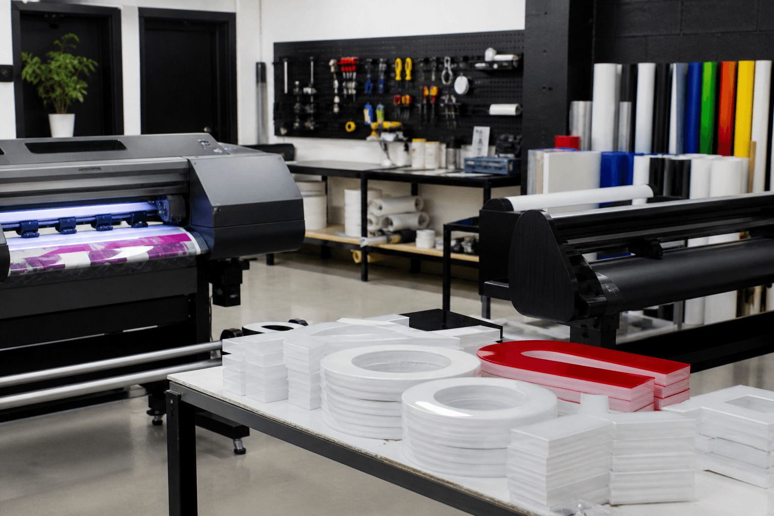 In-house printing and finishing equipment at the Hadapsar studio